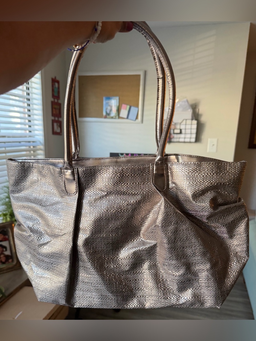 Nordstrom Metallic Silver Tote Bag